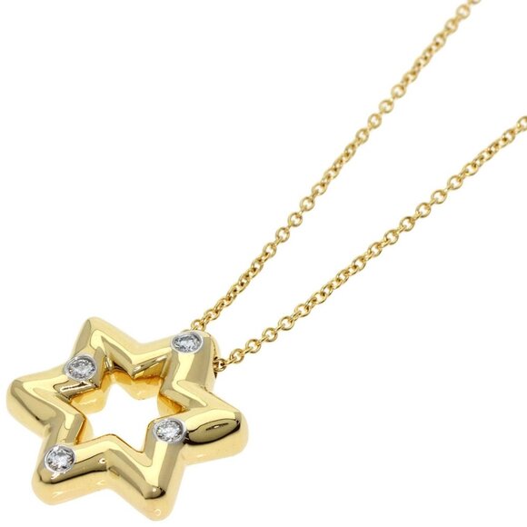 TIFFANY & CO. Star Diamond Necklace 18K Yellow Gold - Picture 1 of 6